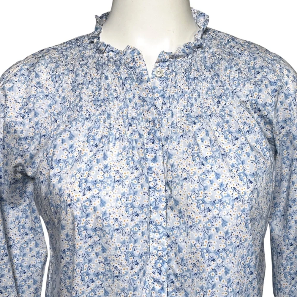 J.Crew Liberty Fabric Misti Valeria Floral Popover Blouse Ruffle Neck XS